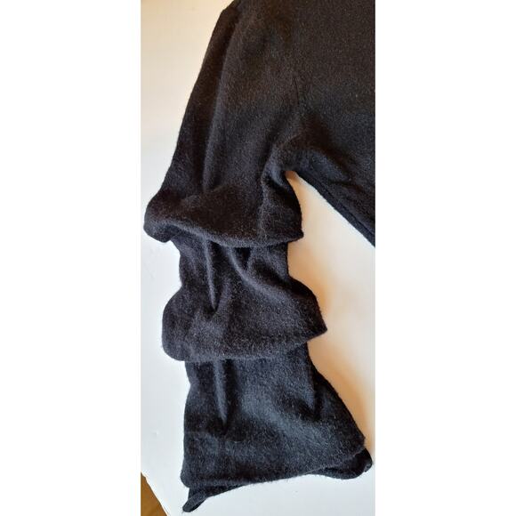 GIGI MODA made in Italy Chocker Cut out Collar Balloon Sleeve Black Sweater S - Picture 5 of 8